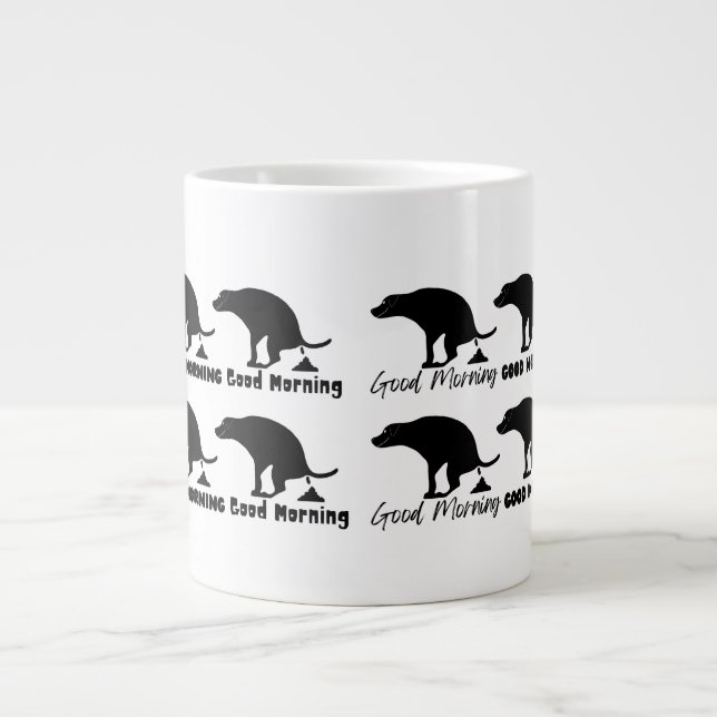 Caneca De Café Grande Bom Dia Engraçado Cachorro Pooping (Frente)