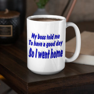 Caneca De Café Grande Bom dia no trabalho citação engraçada tipografia a