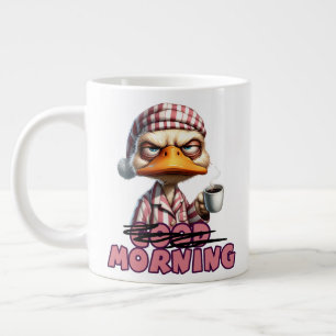 Caneca De Café Grande Bom Dia Pato Mal-Humorado Com Café E Pijama
