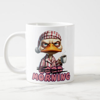 Caneca De Café Grande Bom Dia Pato Mal-Humorado Com Café E Pijama