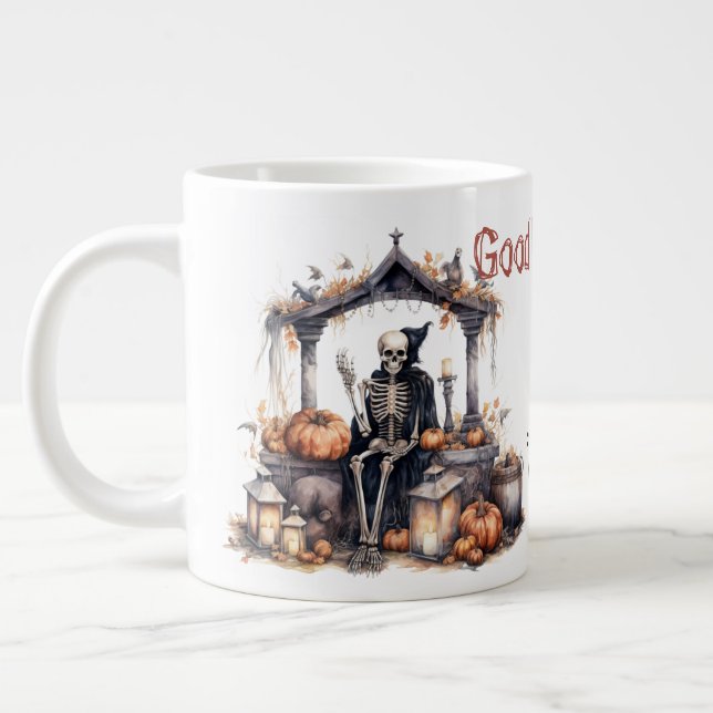 Caneca De Café Grande Bom dia Skeleton 20 OZ (Esquerda)