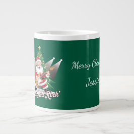 Caneca De Café Grande Bom Pai Natal Guitarra Jingle Bell Rock