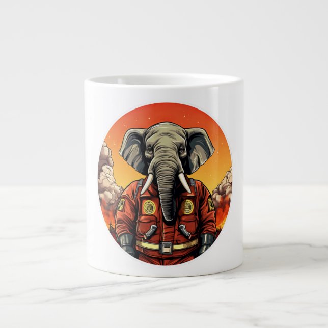 Caneca De Café Grande Bombeiro elefante (Frente)