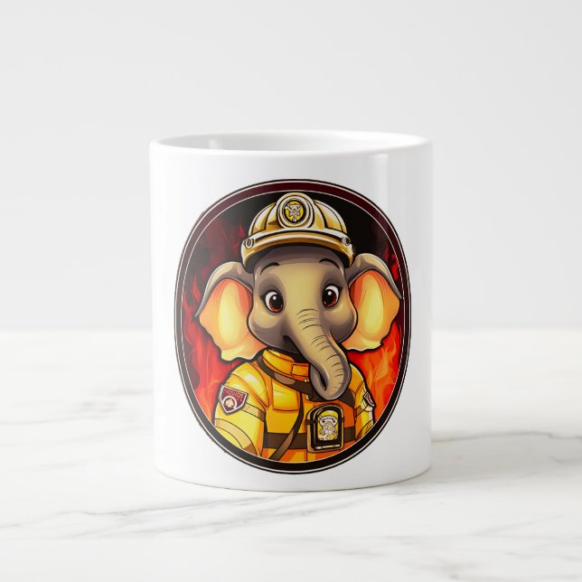 Caneca De Café Grande Bombeiro elefante (Frente)