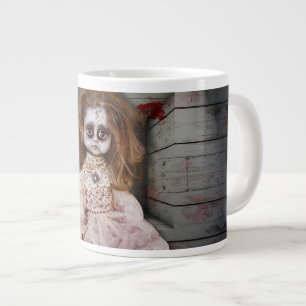 Caneca De Café Grande Boneca de porcelana assombrada vintage SlipperyJoe