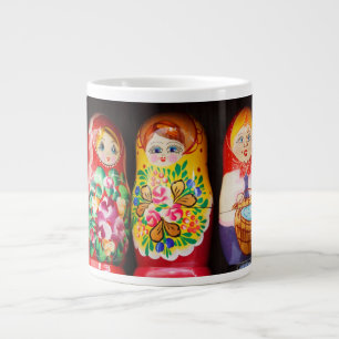 Caneca De Café Grande Bonecas coloridas Matryoshka
