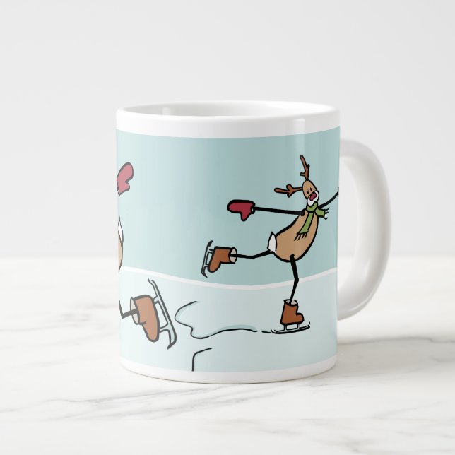 Caneca De Café Grande Bonita Reindeer Dançante - Natal (Frente Esquerda)