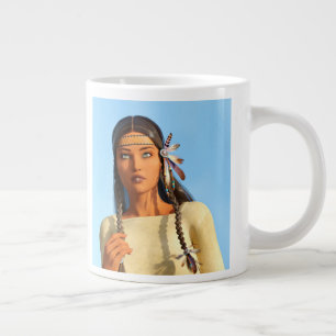 Caneca De Café Grande Bonita roupa de Indígenas de mulher nativa america