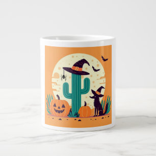 Caneca De Café Grande Bonita, sudoeste do deserto do Halloween/cacto
