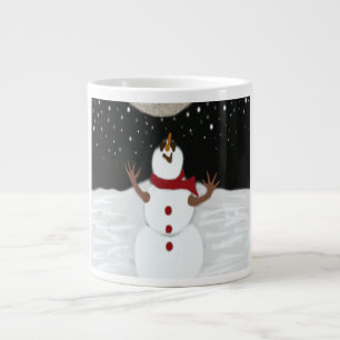 Caneca De Café Grande Bonito Homem-Neve Que Gosta Da Pintura Da Lua