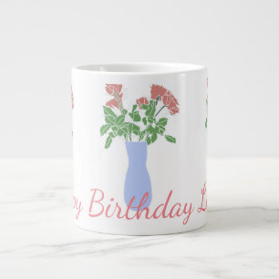 Caneca De Café Grande Bonito ilustração da flor original doce feminina