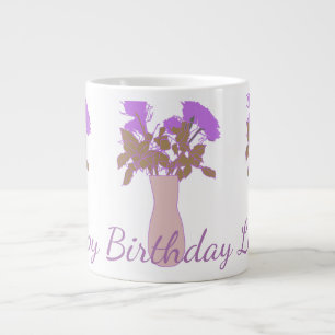 Caneca De Café Grande Bonito ilustração da flor original doce feminina
