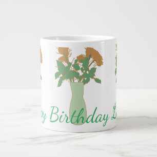 Caneca De Café Grande Bonito ilustração da flor original doce feminina