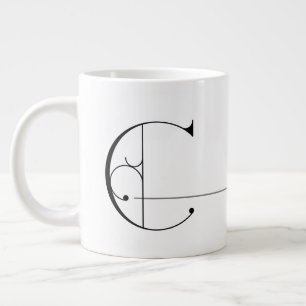 Caneca De Café Grande Bonito Monograma Elegante Minimalista C