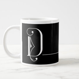 Caneca De Café Grande Bonito Monograma Elegante Minimalista D