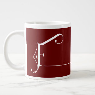 Caneca De Café Grande Bonito Monograma Elegante Minimalista F
