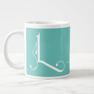 Caneca De Café Grande Bonito Monograma Elegante Minimalista L