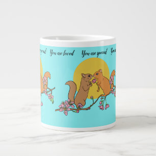 Caneca De Café Grande Bons animais românticos no pôr do sol