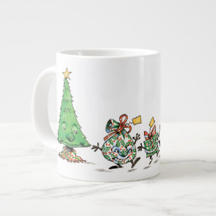 Caneca De Café Grande Bons desenhos Dançando Presentes de Natal e Árvore