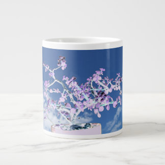 Caneca De Café Grande Bonsai inverteu o branco roxo contra a portulaca