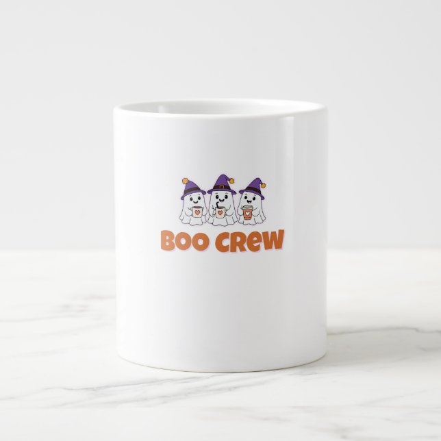 Caneca De Café Grande Boo Crew – Cute Halloween Ghosts Design (Frente)