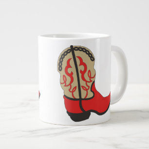 Caneca De Café Grande Boot do Cowboy em Vermelho