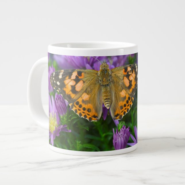 Caneca De Café Grande Borboleta de Asa Angular em Flor de Cone (Frente Esquerda)