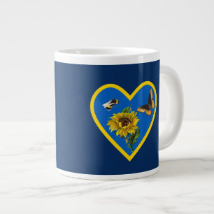 Caneca De Café Grande Borboleta de girassol Borboleta azul Amarelo Cora