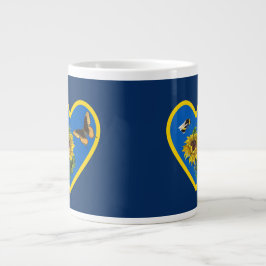 Caneca De Café Grande Borboleta de girassol Borboleta azul Amarelo Coraç