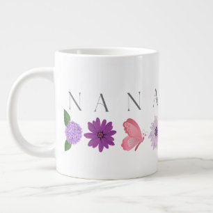 Caneca De Café Grande Borboleta Floral Nana, Presente do Dia das Mães pa