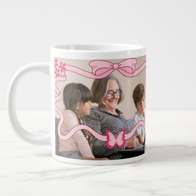 Caneca De Café Grande Borboleta Rosa Melhor Avó E Netos (Esquerda)