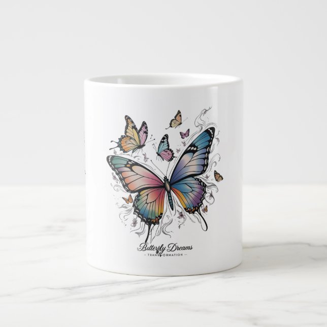 Caneca De Café Grande Borboleta Sonha Jumbo Mug - Transformação (Frente)