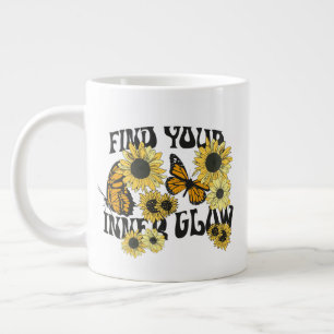 Caneca De Café Grande Borboleta Vintage Encontre seu brilho interno