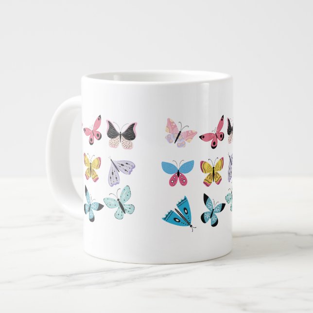 Caneca De Café Grande Borboletas (Frente Esquerda)