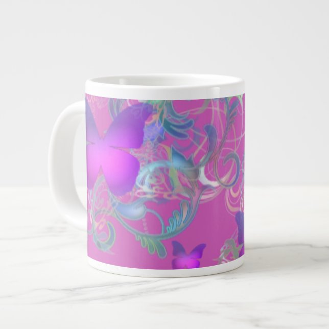 Caneca De Café Grande Borboletas (Frente Esquerda)