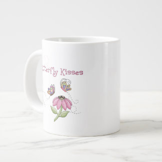 Caneca De Café Grande Borboletas beijando flores