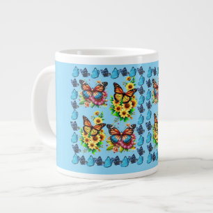 Caneca De Café Grande Borboletas e flores são as coisas mais bonitas