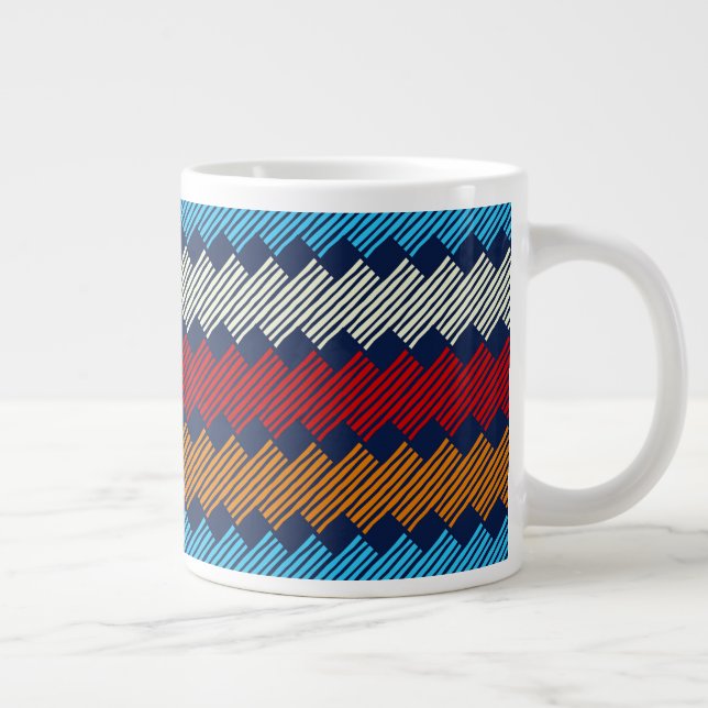Caneca De Café Grande Bordado do padrão étnico Boho no Tecido (Direita)