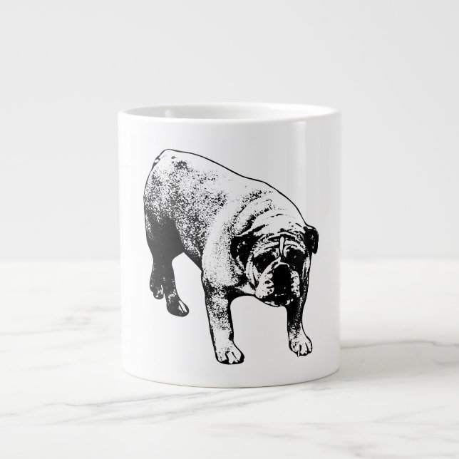 Caneca De Café Grande Bosta de Natal Buldogue (Frente)