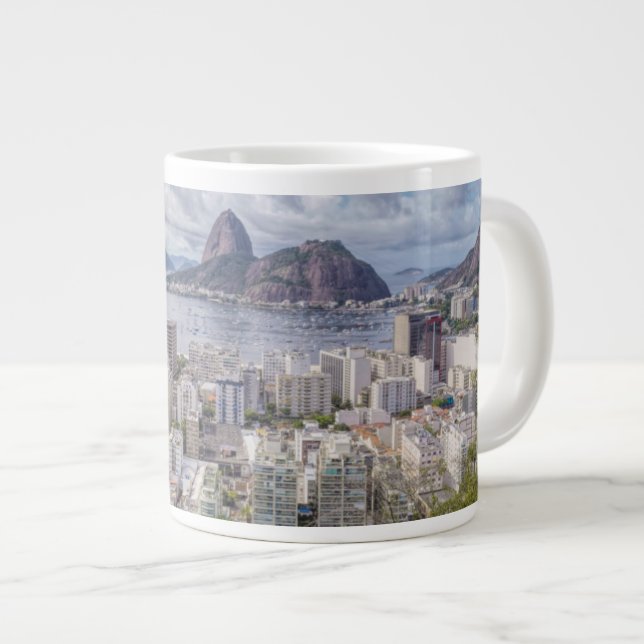 Caneca De Café Grande Botafogo Com Pão De Açúcar (Frente Esquerda)