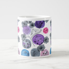 Caneca De Café Grande Botânica Artística em Aquarela