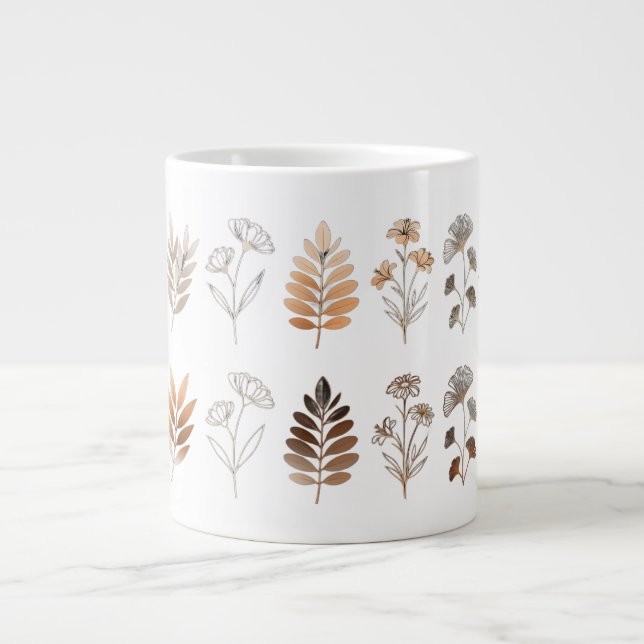 Caneca De Café Grande Botanical Line Art mugs (Frente)