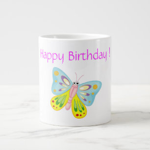 CANECA DE CAFÉ GRANDE BOTÃO "FELIZ ANIVERSÁRIO"