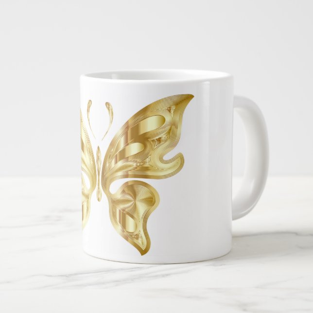 Caneca De Café Grande BOTÃO ouro (Frente Esquerda)