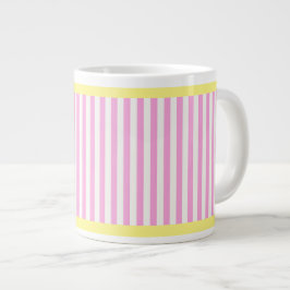 Caneca De Café Grande Boutique Stripes Rosa e Amarelo -