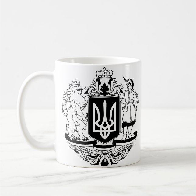 Caneca De Café Grande brasão de armas da Ucrânia (Esquerda)