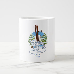 Caneca De Café Grande Brian Head Utah para esquiar logo