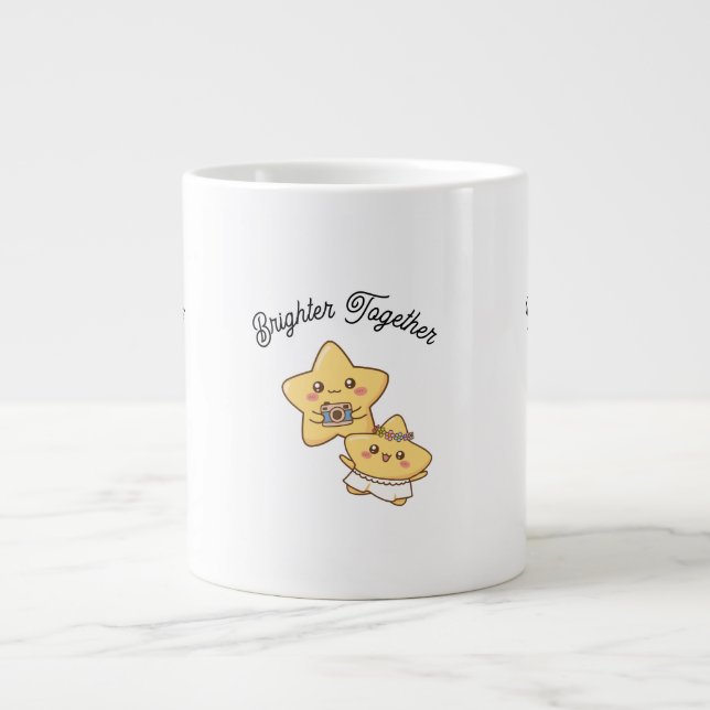 Caneca De Café Grande Brighter Together – Cute, lovely Couple Mug Gift (Frente)