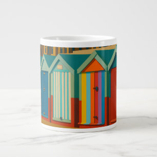 Caneca De Café Grande Brighton Beach Huts - Impressão Colorida à beira-m
