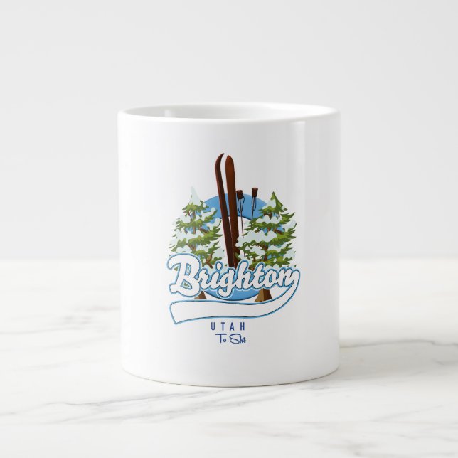 Caneca De Café Grande Brighton Utah para esquiar logo (Frente)
